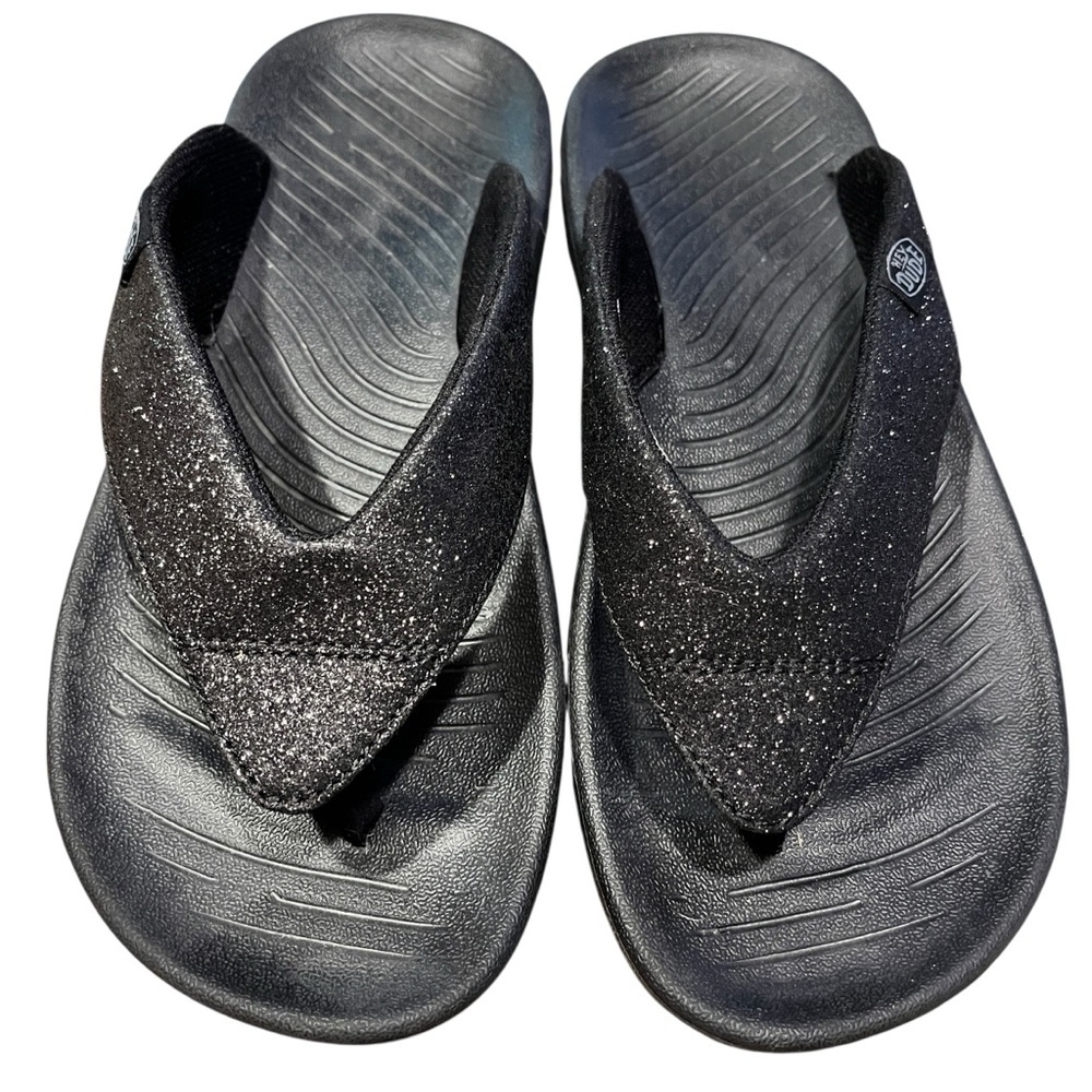 Hey Dude Meg Sandals Black Glitter Arch Support Comfort Women’s 6